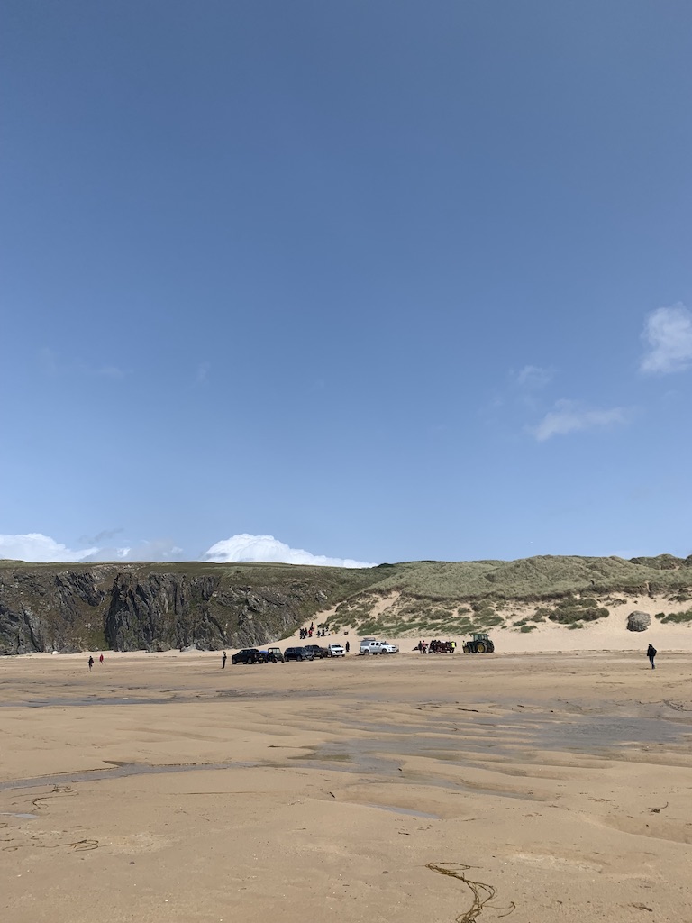 Film crews in Holywell Bay in July 2023